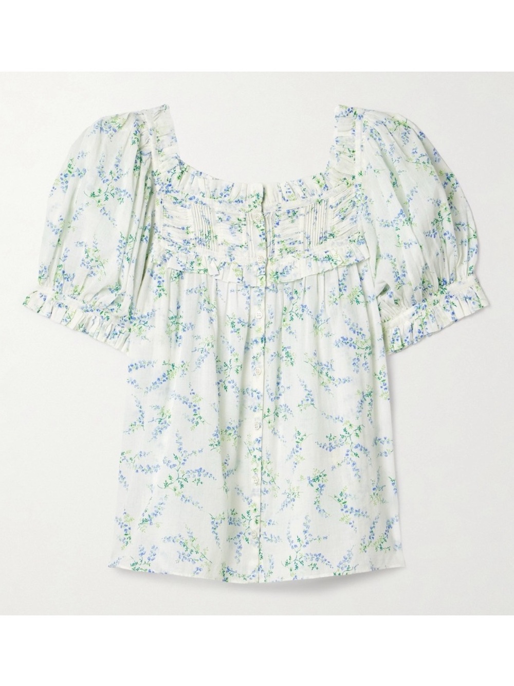 Doen Farley Cotton Ruffle Shoulder Sleeve Blouse Top Blanc Bluebell Ballad White - Picture 7 of 7